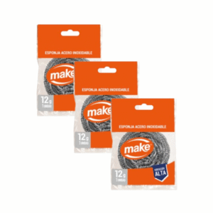Esponja De Acero Inoxidable 12g X3uni Make Plateado