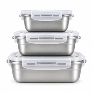 Set x3 Hermeticos Acero Inoxidable c/Tapa