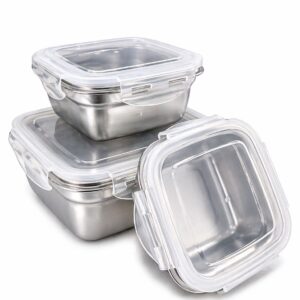 SET 3 HERMETICOS ACERO INOX CUADRADO
