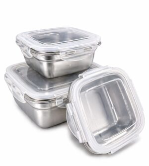SET 3 HERMETICOS ACERO INOX CUADRADO