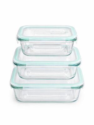 Set x3 Hermeticos Vidrio Tapa Plastica
