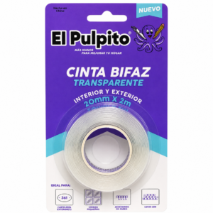 Cinta Bifaz Transparente El Pulpito x 2M Interior y Exterior