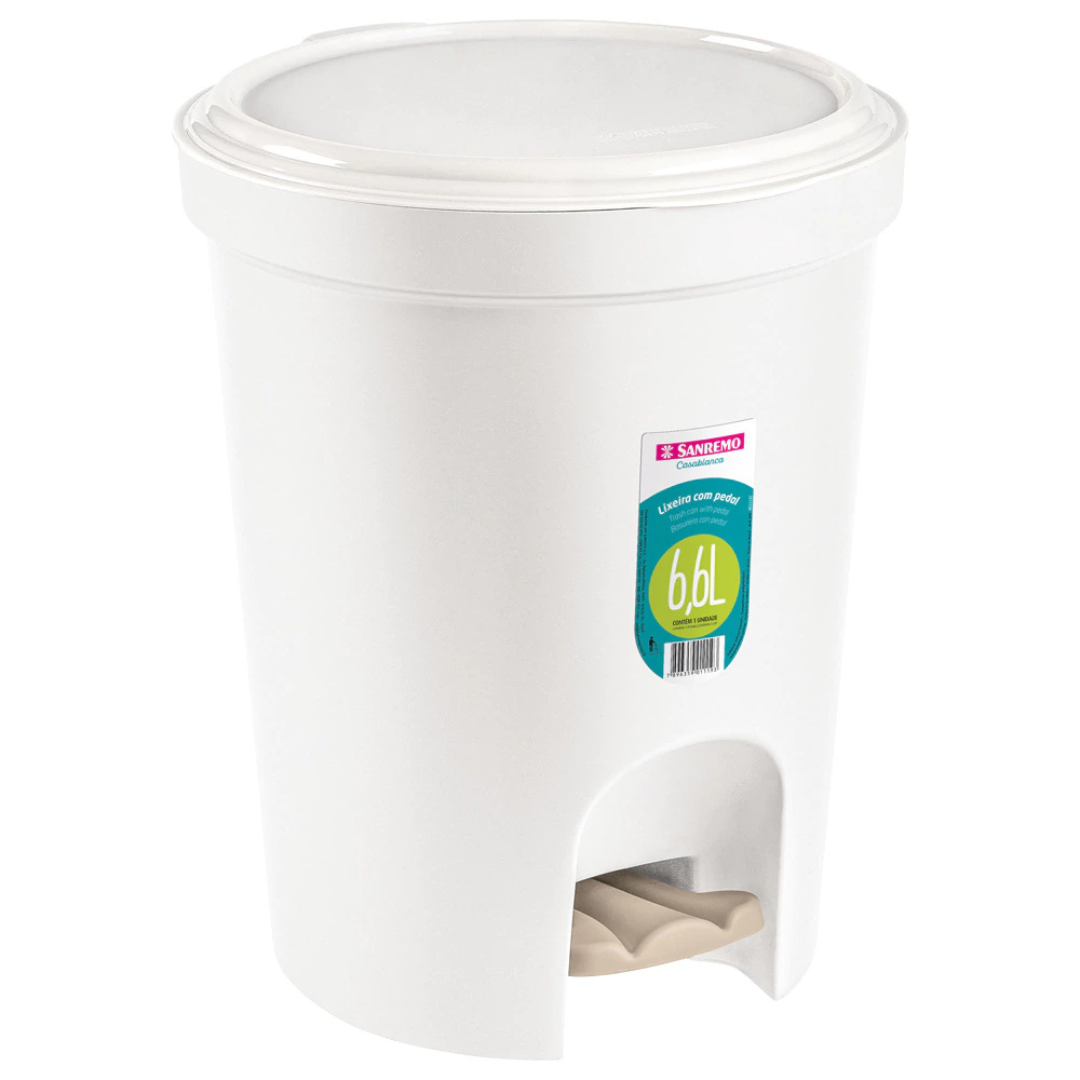 Basurero Blanco C/Pedal x 6,6L San Remo